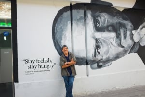 Guy in Front of Steve Jobs Art